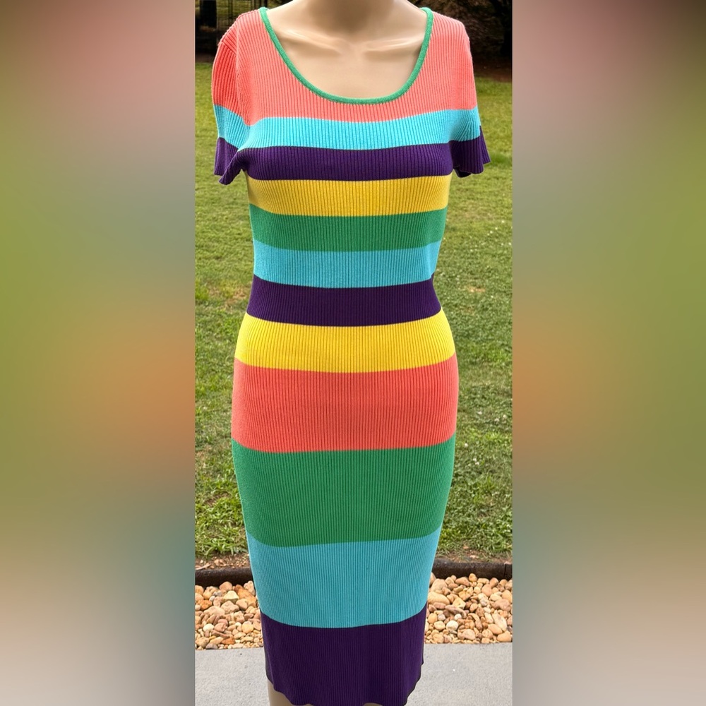 New York & Company Yellow Green Bodycon Midi Dress